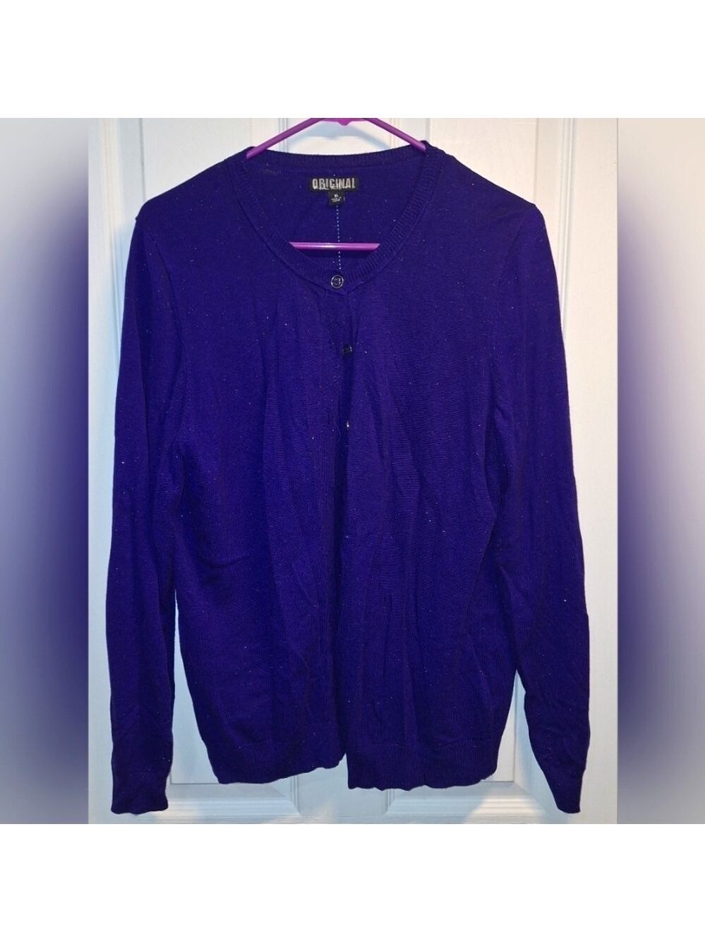 Nicole Miller Blue Sparkle Cardigan Sweater Extra Large